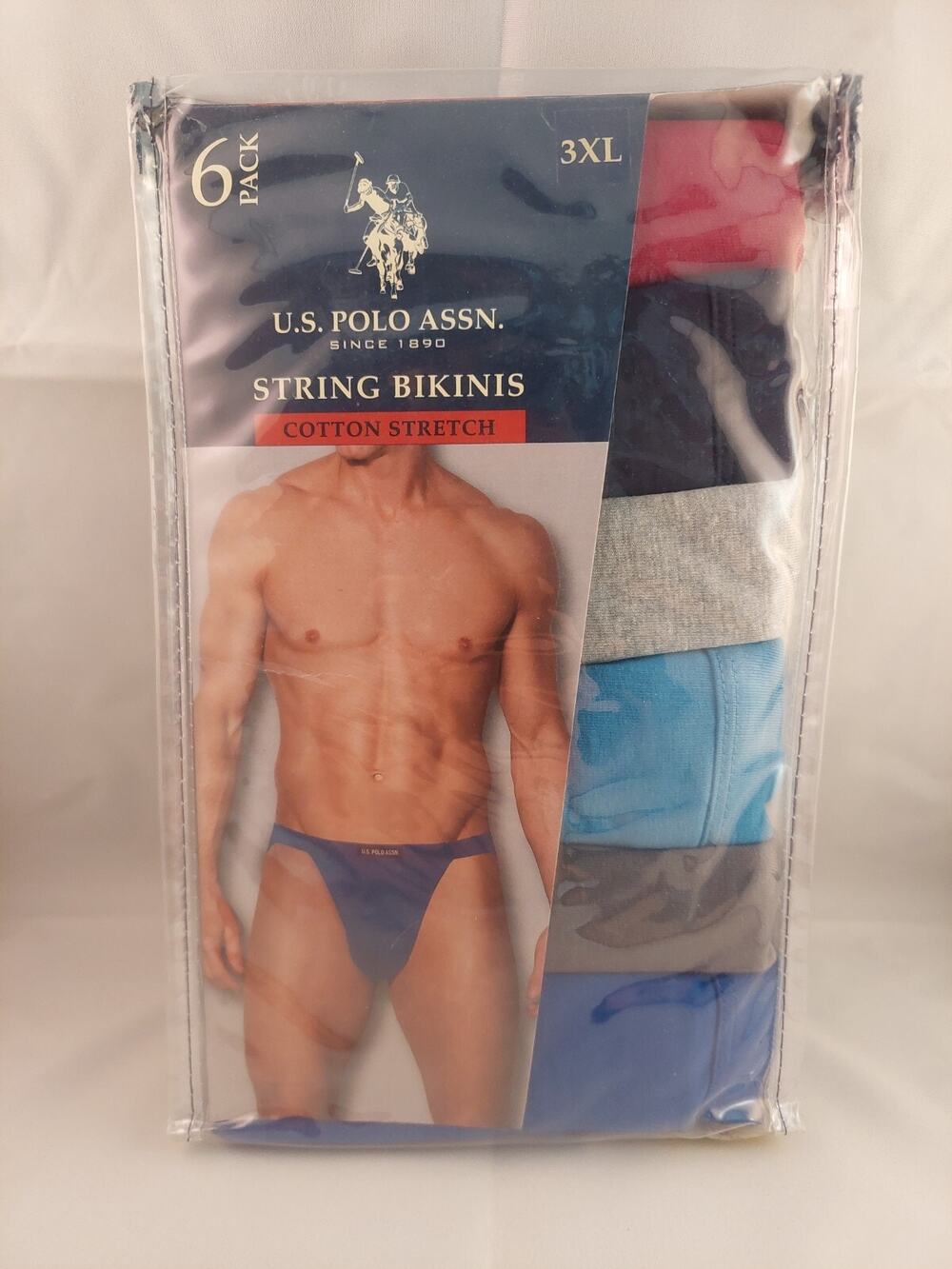 US POLO Assn 6 Pair Men's Cotton Stretch Underwear String Bikini - 3XL New
